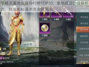 和平精英最贵皮肤排行榜TOP10：豪华皮肤价值解析与盘点，独家揭秘最昂贵皮肤风采