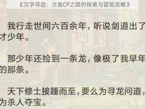 《汉字寻迹：古装CP之路的探索与冒险攻略》