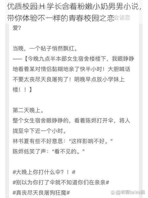 优质校园 H 学长含着粉嫩小奶男男小说，带你体验不一样的青春校园之恋