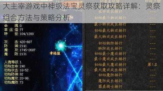 大主宰游戏中神级法宝灵祭获取攻略详解：灵祭组合方法与策略分析