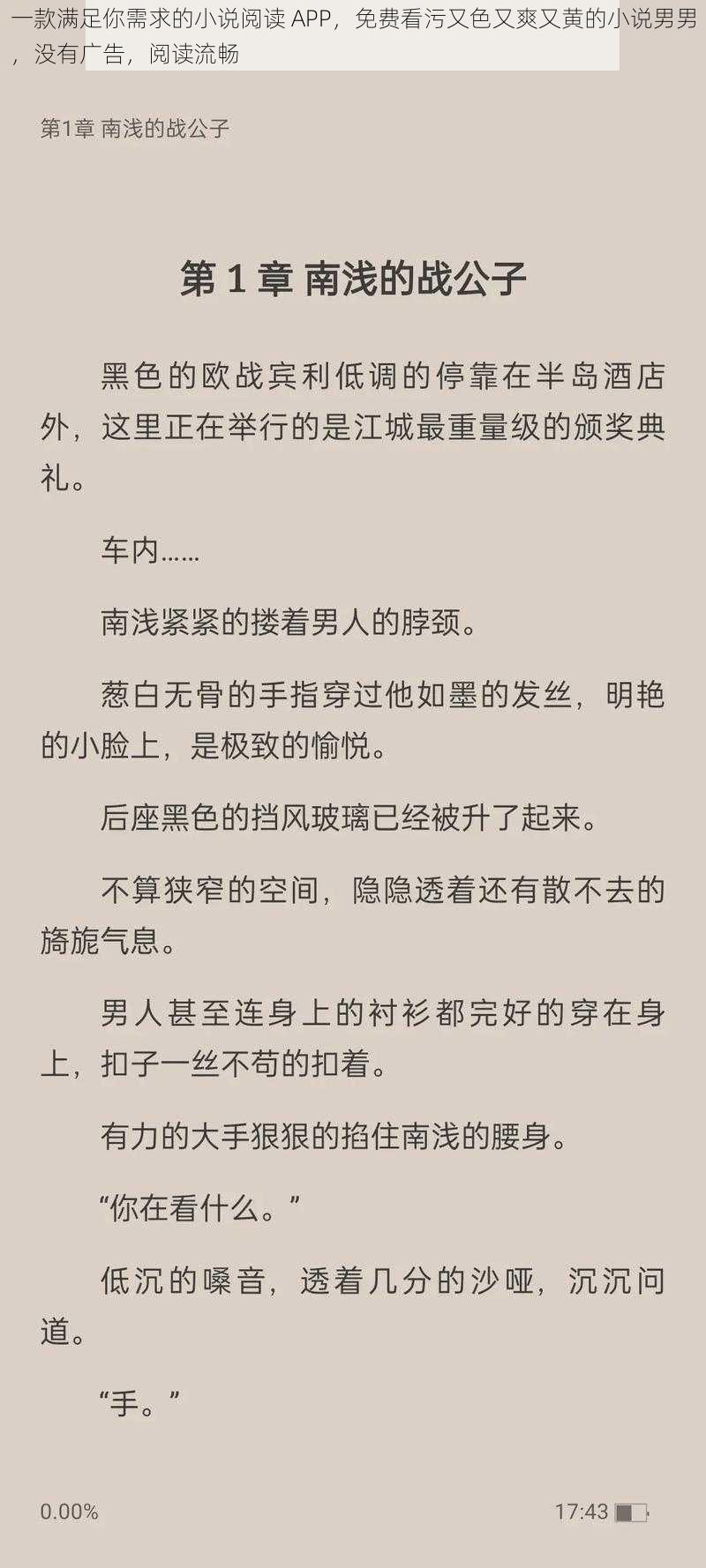 一款满足你需求的小说阅读 APP，免费看污又色又爽又黄的小说男男，没有广告，阅读流畅