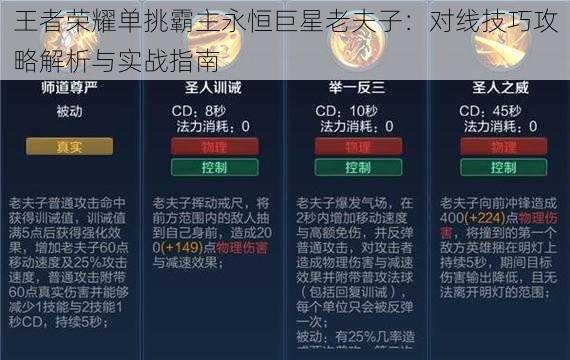 王者荣耀单挑霸主永恒巨星老夫子：对线技巧攻略解析与实战指南