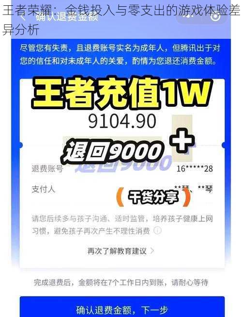 王者荣耀：金钱投入与零支出的游戏体验差异分析