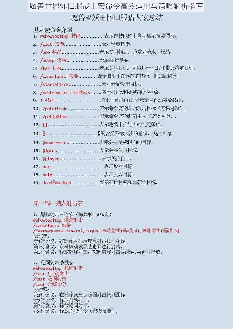 魔兽世界怀旧服战士宏命令高效运用与策略解析指南