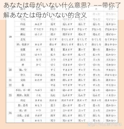 あなたは母がいない什么意思？——带你了解あなたは母がいない的含义