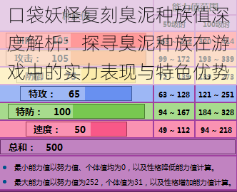 口袋妖怪复刻臭泥种族值深度解析：探寻臭泥种族在游戏中的实力表现与特色优势