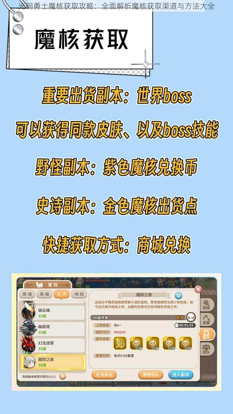 光明勇士魔核获取攻略：全面解析魔核获取渠道与方法大全