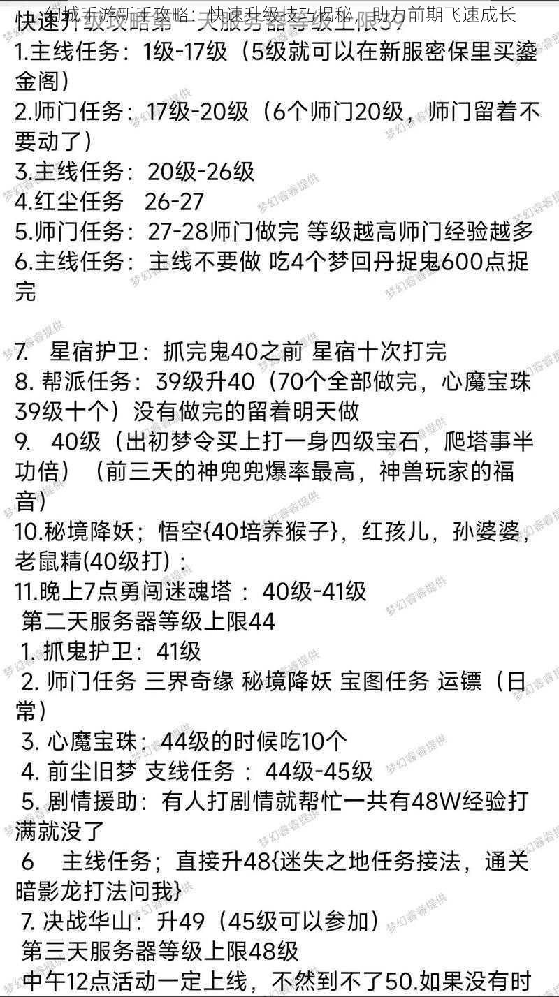 幻城手游新手攻略：快速升级技巧揭秘，助力前期飞速成长