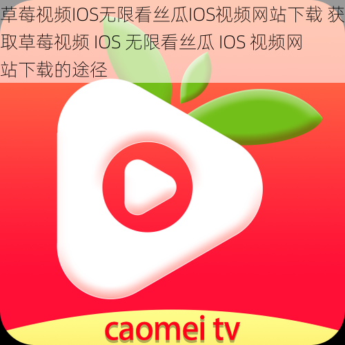 草莓视频IOS无限看丝瓜IOS视频网站下载 获取草莓视频 IOS 无限看丝瓜 IOS 视频网站下载的途径