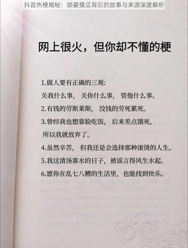 抖音热梗揭秘：顺翟摸瓜背后的故事与来源深度解析