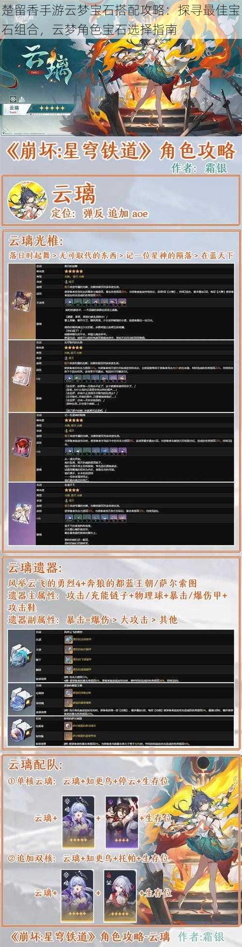 楚留香手游云梦宝石搭配攻略：探寻最佳宝石组合，云梦角色宝石选择指南