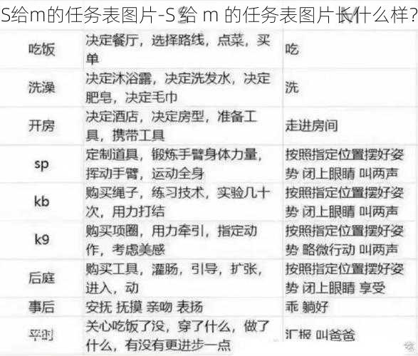 S给m的任务表图片-S 给 m 的任务表图片长什么样？