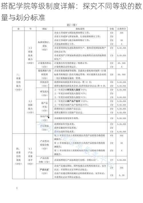 搭配学院等级制度详解：探究不同等级的数量与划分标准