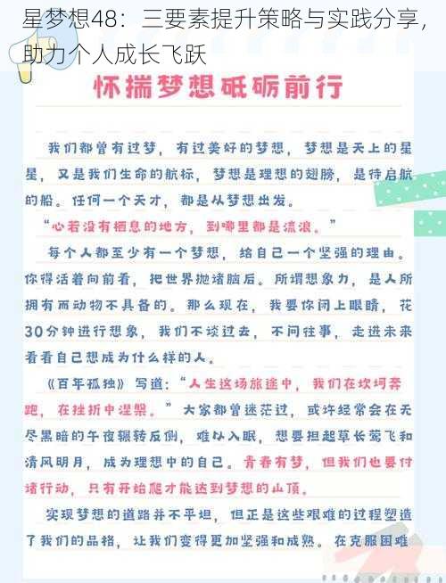 星梦想48：三要素提升策略与实践分享，助力个人成长飞跃