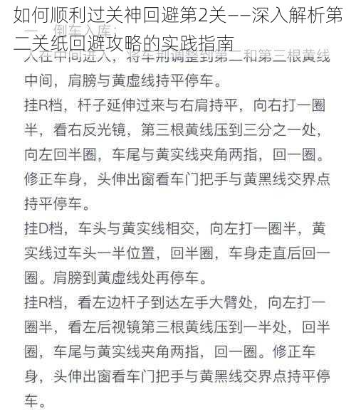 如何顺利过关神回避第2关——深入解析第二关纸回避攻略的实践指南