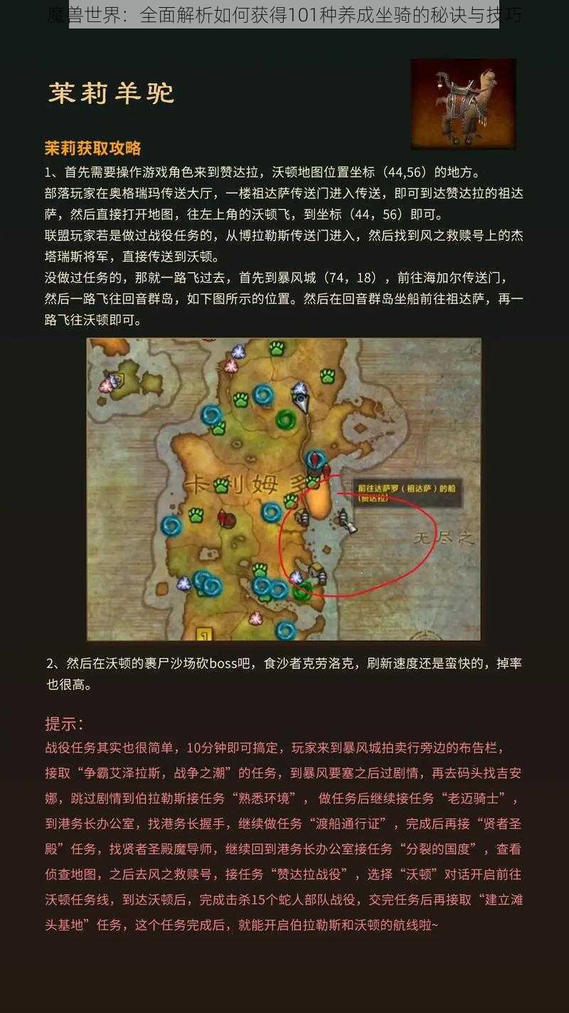 魔兽世界：全面解析如何获得101种养成坐骑的秘诀与技巧