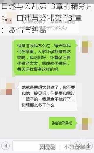 口述与公乱第13章的精彩片段、口述与公乱第 13 章：激情与纠葛