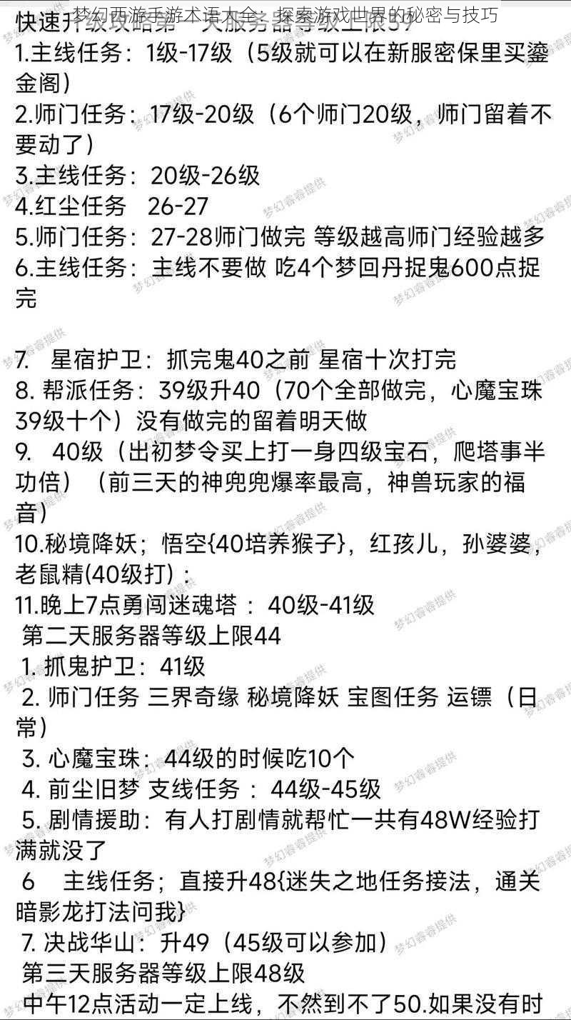 梦幻西游手游术语大全：探索游戏世界的秘密与技巧