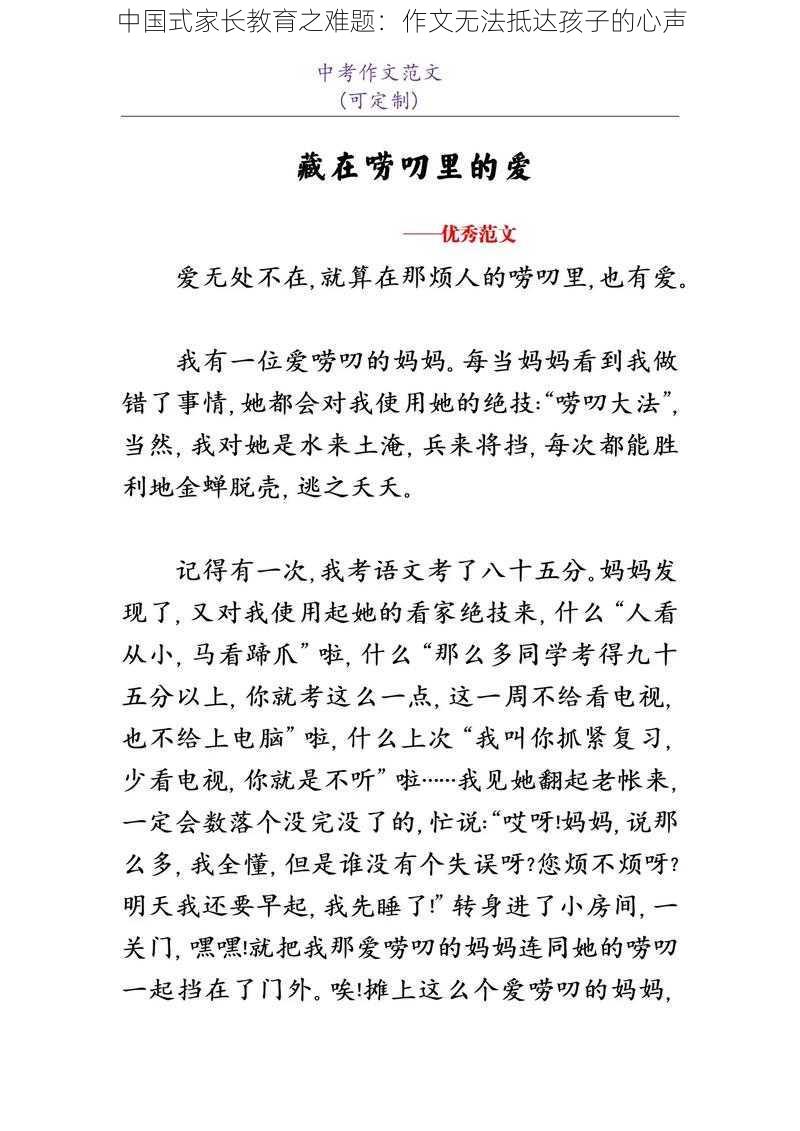 中国式家长教育之难题：作文无法抵达孩子的心声