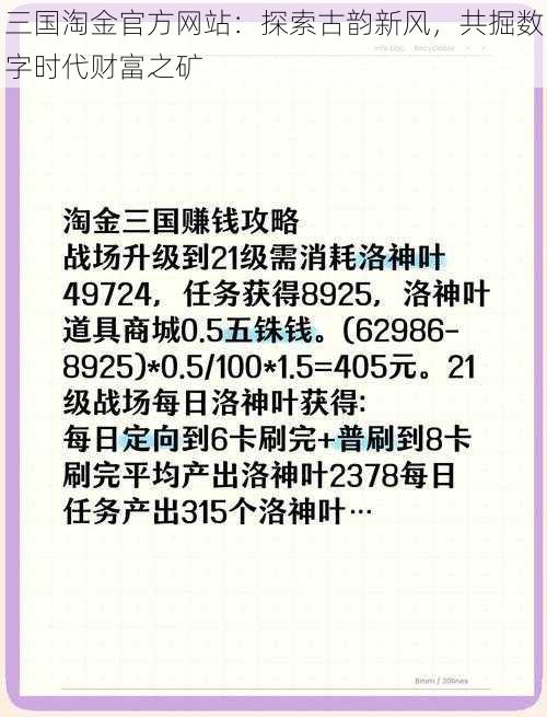 三国淘金官方网站：探索古韵新风，共掘数字时代财富之矿