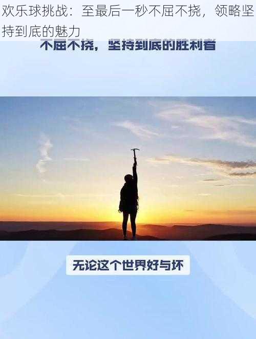 欢乐球挑战：至最后一秒不屈不挠，领略坚持到底的魅力